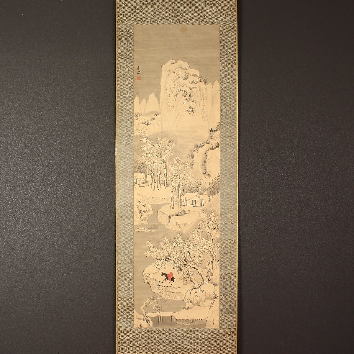 <大島来禽>雪中山水図