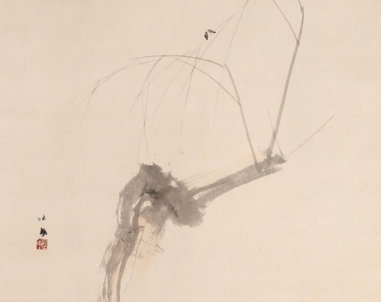 竹内栖鳳 肉筆画 【 指 月 布 袋 図 、 若 松 図 】画帖画軸仕立て品 即決！模写 平井楳山/四季図 掛軸肉筆(検索＝竹内栖鳳 契月 省亭