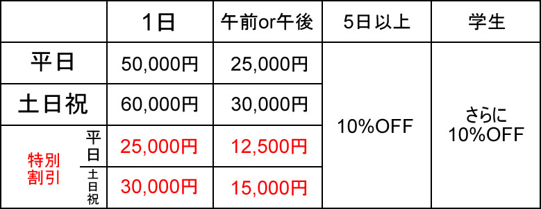 料金表