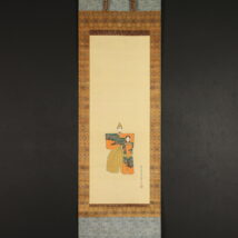＜土佐光文＞立雛図 軸先に菊花・五七桐紋 三月掛 桃の節句 雛祭