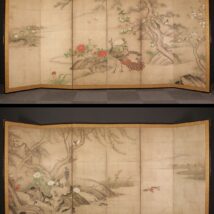 一双 四季花鳥図屏風 室町後期～桃山時代 雅楽助印