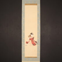 ＜木谷千種＞鼓美人図 蒔絵軸先