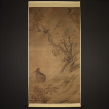 掛軸＜崔白＞超大幅 双喜図 二玄社 解説・釈文付き (HP696)