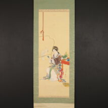 ＜河辺華挙＞美人調鸚鵡図 倣：小田海僊 大正7年