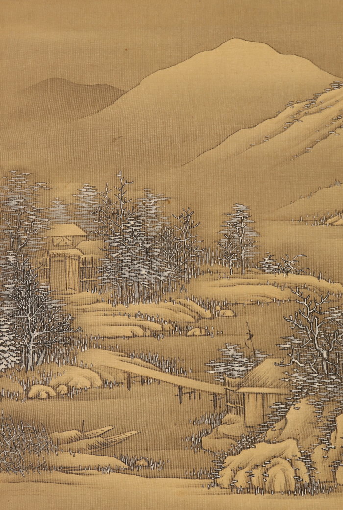 解体屋委託品 日本江戸時代肉筆掛け軸 希少 風景※激安骨董品