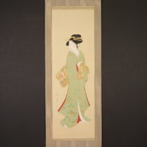 掛軸＜谷角日沙春＞美人画 娃婦秋装図（HP752)