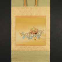 ＜吉村鳳柳＞天神祭図「神輿」書簡付き 祭絵「日本三大祭 天満宮」