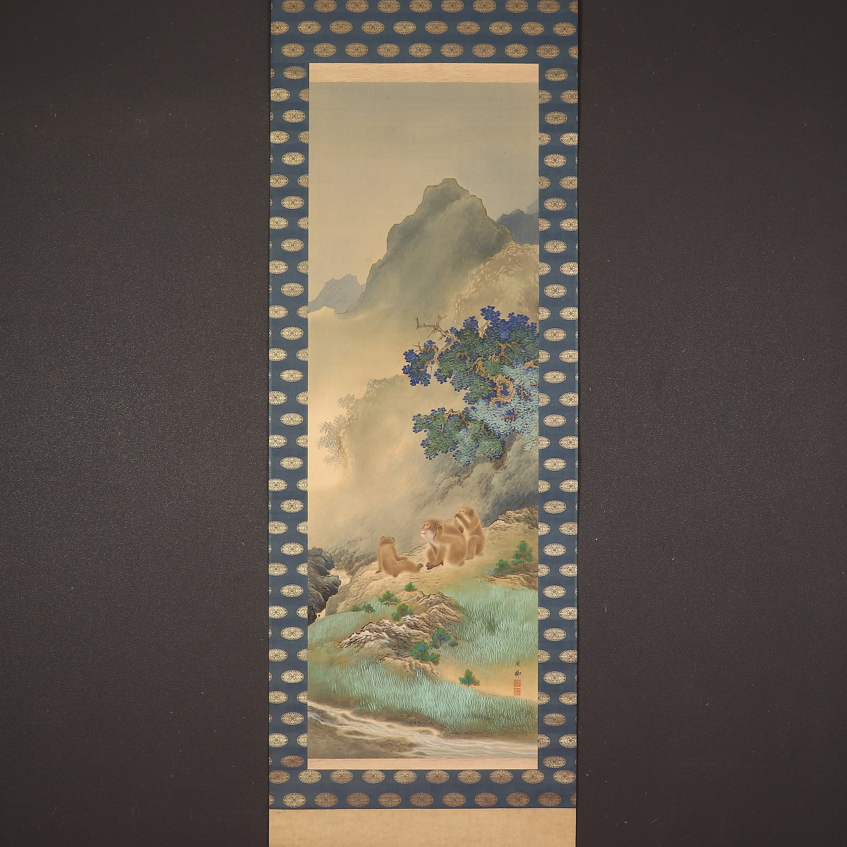 真作/吉村鳳柳/渓流遊猿之図/山水図/猿図/花鳥図/掛軸/名家伝来/AE-261 掛け軸や骨董品の販売・買取なら株式会社縁［大阪］