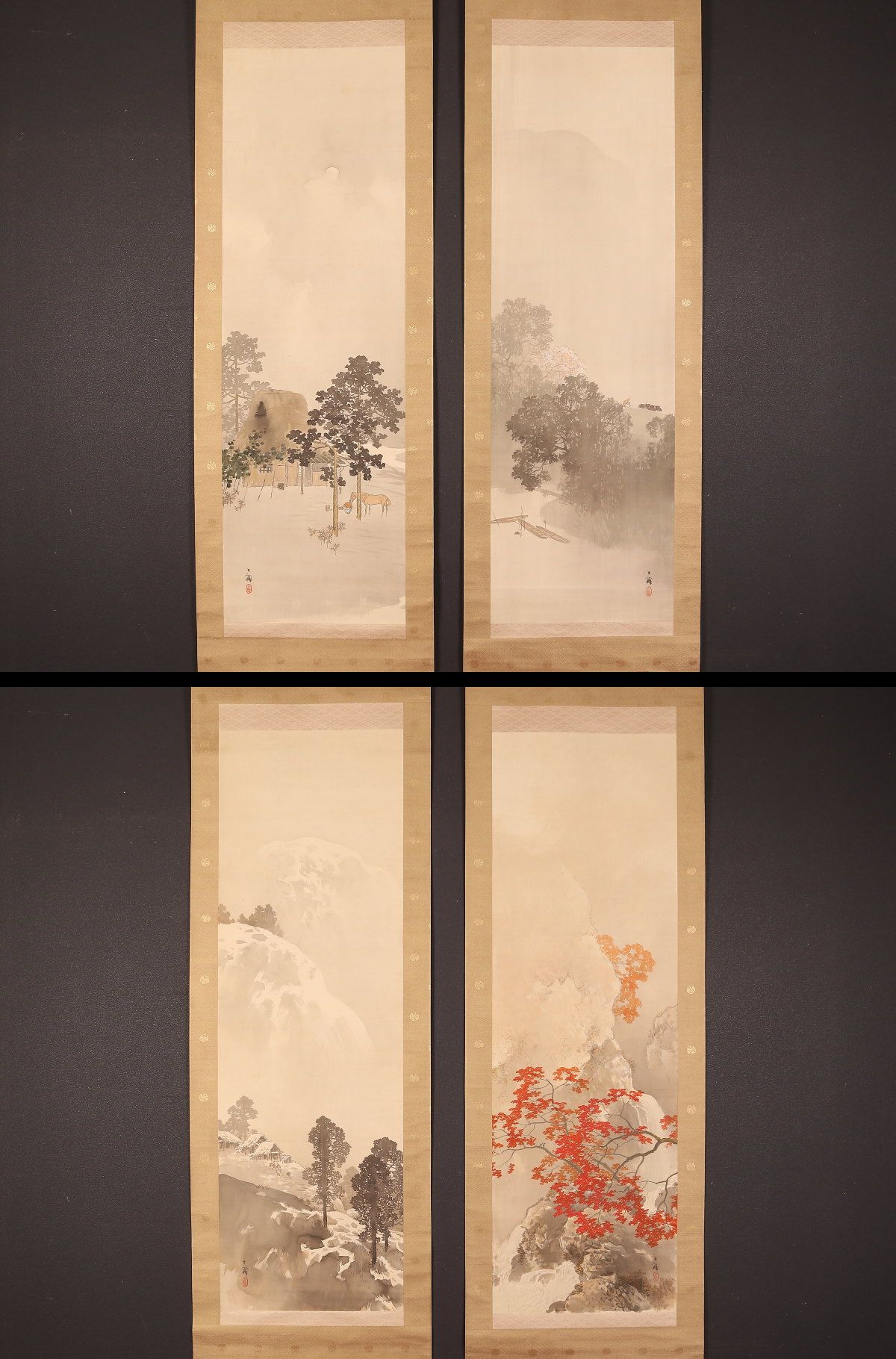 複製/渡邉華山/渡辺崋山/佛手柑図/果物図/横物/掛軸☆宝船☆AE