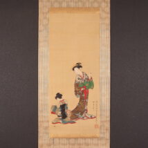 掛軸＜月岡雪鼎＞二美人図（HP1269）