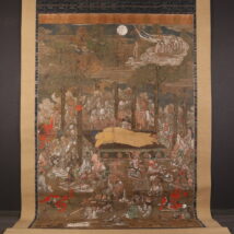 掛軸 超大幅 仏画 大涅槃図 鎌倉-南北朝時代 表具改装済 横幅165.5cm 無落款 中国（HP1275）