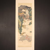 掛軸＜渡辺花仙＞仏画 黒白二鼠の喩え図 中国（HP1301）