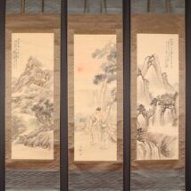 掛軸＜施廷輔 葉伯常 韵如＞三幅対 蓬莱山水に高砂老人図（HP1431）