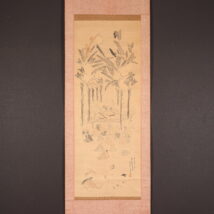 掛軸＜藤村一舟＞芭蕉涅槃図 参考資料有り（HP1433）