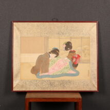 額装＜岡本更園＞布団午睡美人図 冬掛（HP1466)