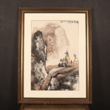 額装＜董吉泉＞石仏風景図「朝聖図」（HP1480)