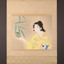 【売約済】掛軸＜中村貞以＞大幅 美人図「蛍」（HP1522）