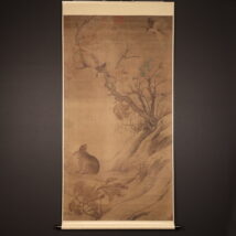 掛軸＜崔白＞超大幅 雙喜図 二玄社 解説釈文付属 工芸印刷（HP1557)