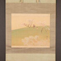 掛軸＜猪飼嘯谷＞鷹狩図 春掛（HP1560)