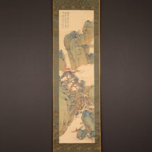掛軸＜水田竹圃＞山水舟遊画賛（HP1571)