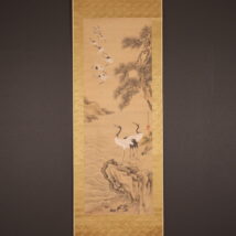 掛軸＜矢島群芳＞老松翔鶴図（HP1572)