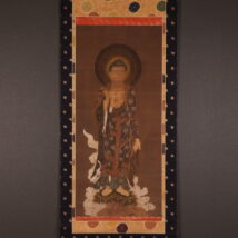 掛軸 仏画 阿弥陀来迎図 無落款 中国（HP1647)
