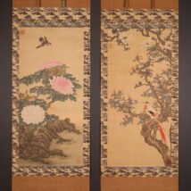 掛軸＜宋紫峰＞双幅 花鳥図（HP1656）