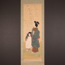 【売約済】掛軸＜松浦舞雪＞枝垂桜二美人図 「姉妹」（HP1701)